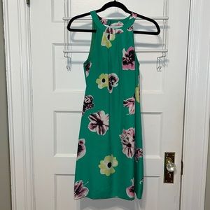 JCrew factory green floral high neck shift dress EUC | Size 2